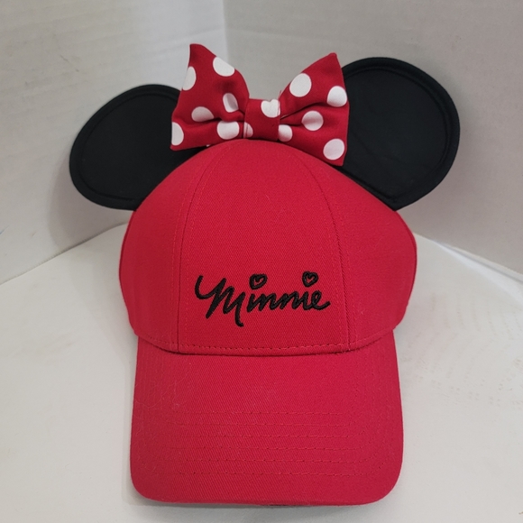 Child's Disney Red Minnie Mouse Snapback Cap w/Ears and Polka Dot Bow - Picture 1 of 12